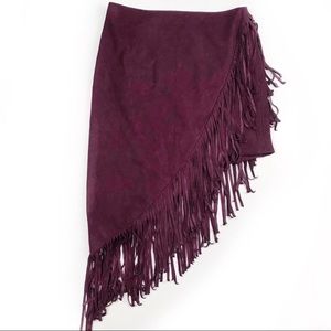 Express Faux Suede Fringe Skirt
